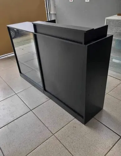 Balcão caixa + Vitrine expositor preto MDF