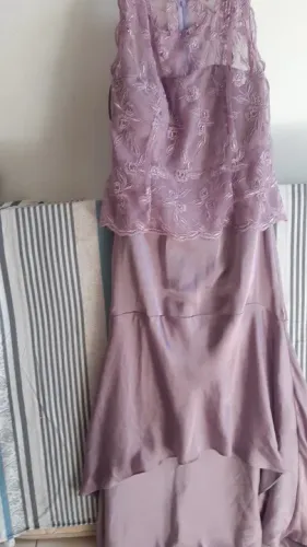 Vestido Longo Renda e Seda_ lilás