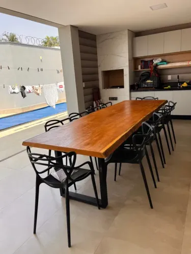Mesa rústica industrial 3m + 10 cadeiras allegras