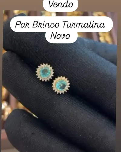 Brinco o par Turmalina Paraíba ouro 18k e Brilhante 