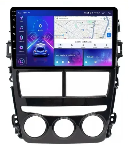 Central Multimídia Octacore 9 Pol. 4Gb/64Gb 4G Carplay/A. Auto Yaris Analógico 2018 a 202