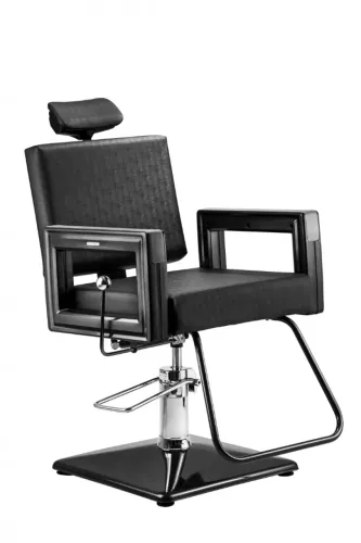 Cadeira Reclinável Dompel Square Black Salão Barbearia Hidráulica Estrutura aço Pouco Uso