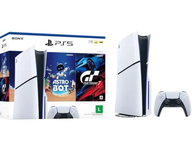 PlayStation 5 Disk 2025 1TB 1 Controle Branco Sony com 2 Jogos