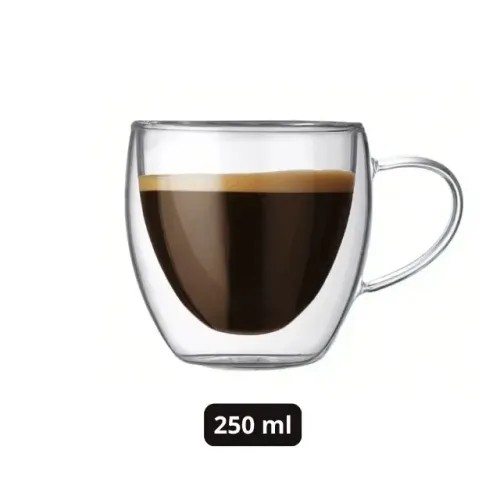 Caneca de Café com Parede Dupla Vidro Borossilicato - 250 ml