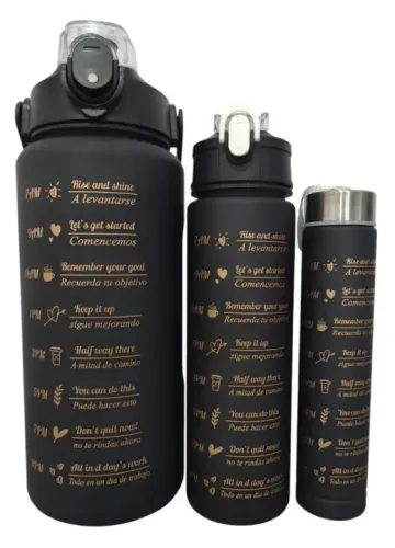 Kit com três garrafas squeeze - 2 litros + 900 ml e 300 ml
