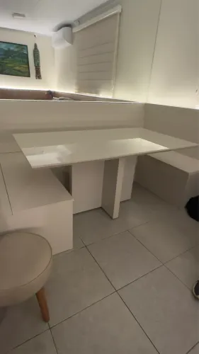 Mesa de Jantar 6 lugares (MDF) Tampo Vidro  