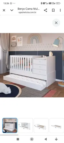 Berço Cama Multifuncional Branco com Gavetas