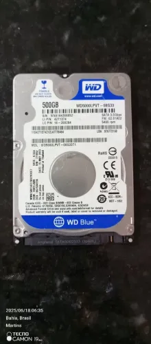 HD Interno 500GB WD Blue 2.5'' SATA 5400RPM