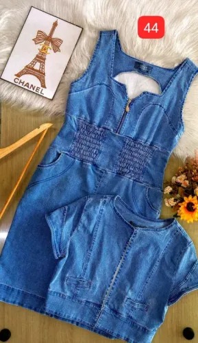 vestido jeans com casaco joyaly