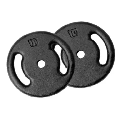 Kit 2 anilhas de 10kg total 20kg de ferro pintado modelo vazada Novo Musculação