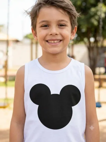 Regata infantil cor branca Mickey Mouse