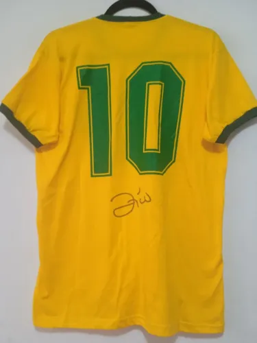 Camisa Brasil Copa Mundo 1982 #10 Zico Autografada