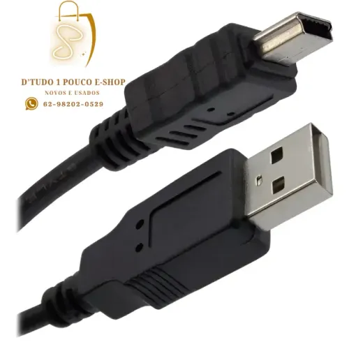 Cabo USB x Mini USB V3 1,50 Metros Cor Preto Para PS3 Transferência de Dados e Carregament