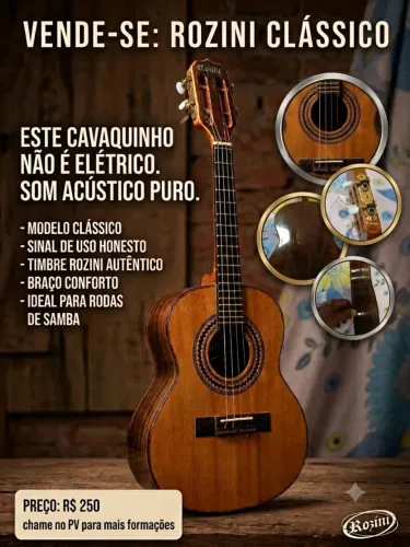 Cavaquinho Rozini usado para quem quer aprender a tocar detalhes de uso