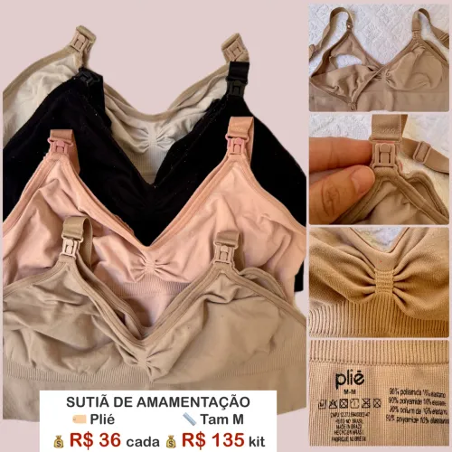 Kit 4 Sutiãs de Amamentação M - Plié