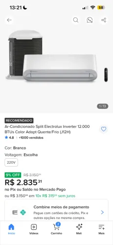 ar condicionado 12 mil btus
