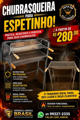 CHURRASQUEIRAS PARA ESPETINHO APARTIR R$280,00