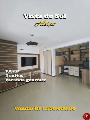 Condomínio Vista do Sol, 3 Suítes, 138m², Varanda Gourmet | Aleixo