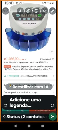 MÁQUINA DE CORTAR MOEDAS SEMI-NOVA