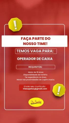 VAGA OPERADOR DE CAIXA 