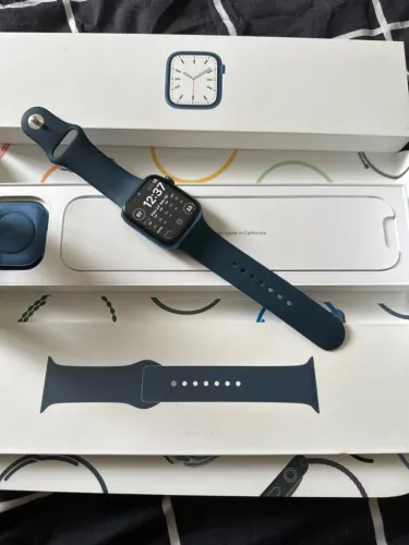 Apple Watch Series 7 45mm Blue, IMPECÁVEL!