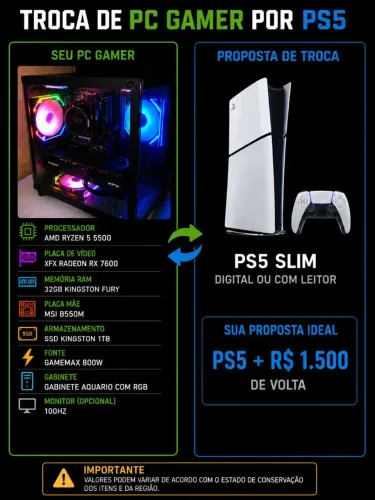 Pc Troco por ps5 apenas próximo em santo amaro