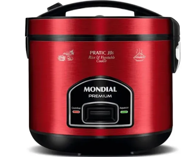 MONDIAL Panela Elétrica de Arroz, Vermelho/Inox, 700W, 220V - PE-46-10X
