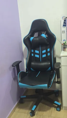 Cadeira Gamer Azul e Preta (Mecânica Perfeita / Ler Descrição)
