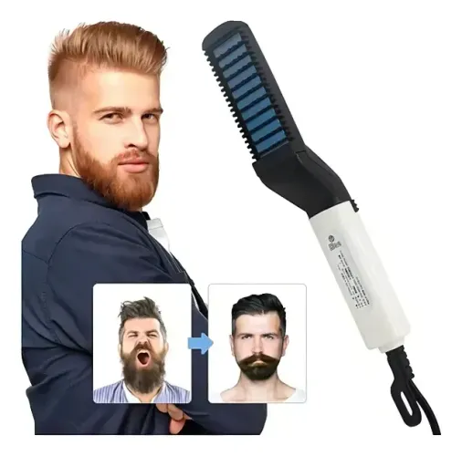 Prancha Pente Alisador Modelador P/ Barba E Cabelo Masculino
