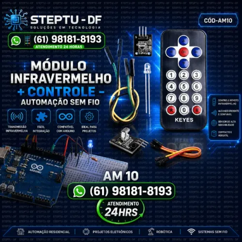 Controle Remoto + Modulo Infravermelho - kit Arduino Robotica Automação COD-AM10