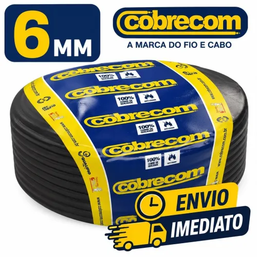 Cabo Flexível 6mm 25 metros - Cobrecom 100% Cobre Envio Imediato