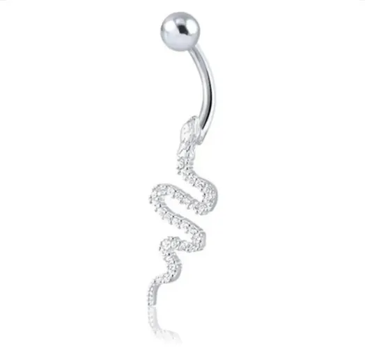 Piercing umbigo cobra em prata