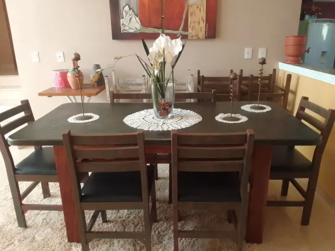 Jogo mesa jantar 6 cadeiras.Conservado