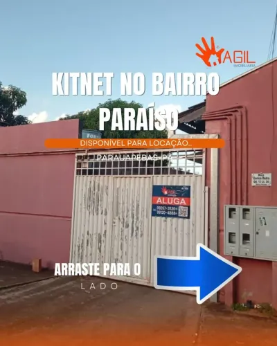 KITNET COM 01 QUARTO DISPONÍVEL PARA LOCAÇÃO NO BAIRRO PARAÍSO.