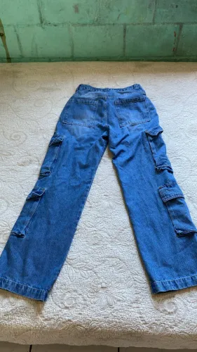 calça jeans cargo