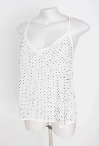 Blusa branca de alcinha com strass