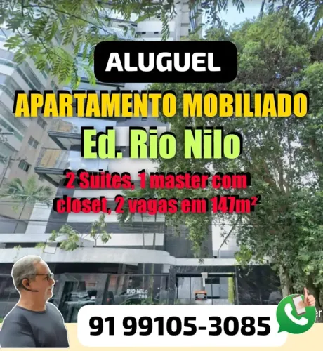 Apartamento mobiliado para aluguel com 147m²,  2 suítes, 1 master, 2 vagas - Umarizal - Be