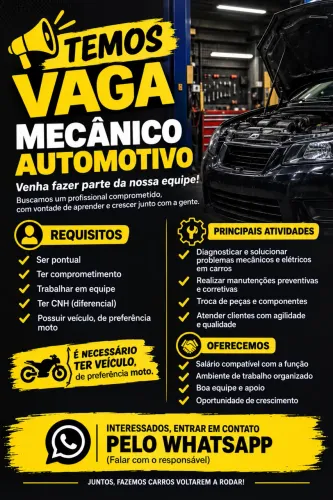Vaga mecânico ou auxiliar bom!
