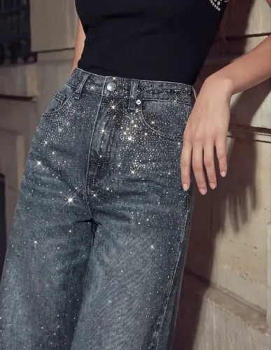 (NOVA) CALÇA JEANS BRILHOSA
