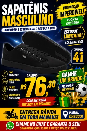 Sapatilhas masculina + brind surpresa 
