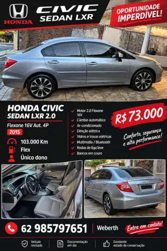 Honda Civic Sedan LXR 2.0 Flexone 16V Aut. 4P 2015
