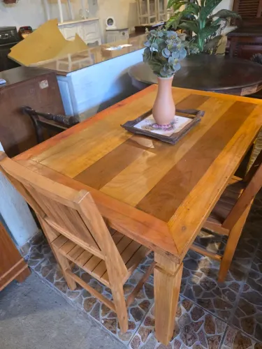 Mesa de madeira maciça de demolição 120 x 80 