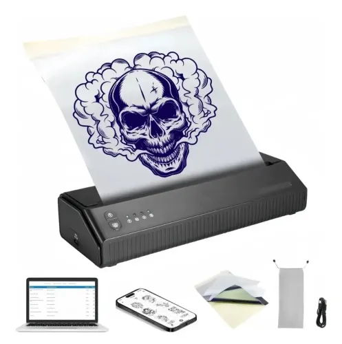 impressora tattoo decalque bluetooth preto seminova c/ folha