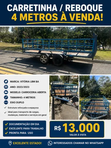CARRETINHA / REBOQUE 4 METROS À VENDA 