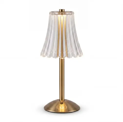 Luminária de Mesa Vintage com Base Dourada e Cúpula Transparente Decoração Iluminação 