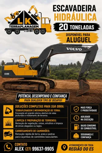 Alugo escavadeira de 21 tn