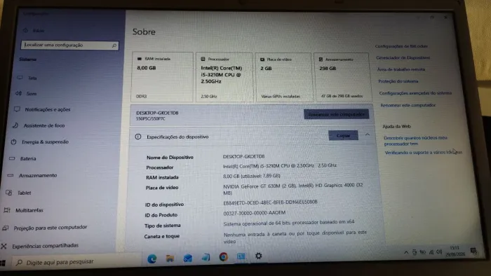 Notebook Samsung Core i5, 8GB RAM, Placa Dedicada (Para Reposição / Uso Básico)