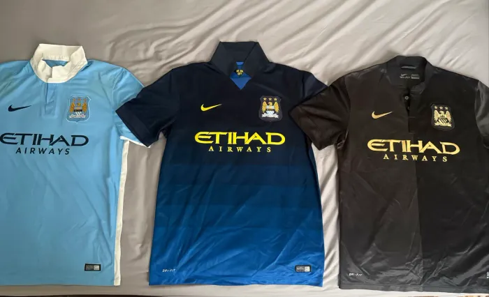 Lote Relíquia Manchester City - 3 Camisas Originais (Escudo Antigo)