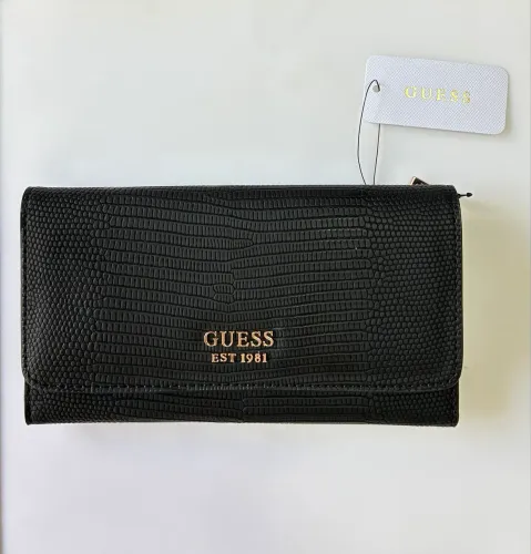 Bolsa de Mão/Carteira Porta Cartões Feminina Guess Preta