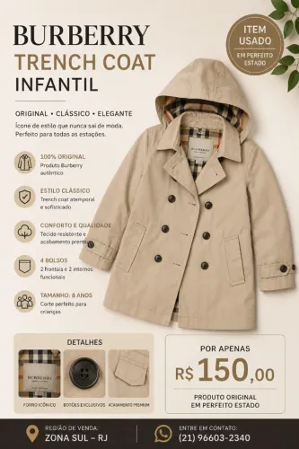 Trench coat infantil, Burberry. 